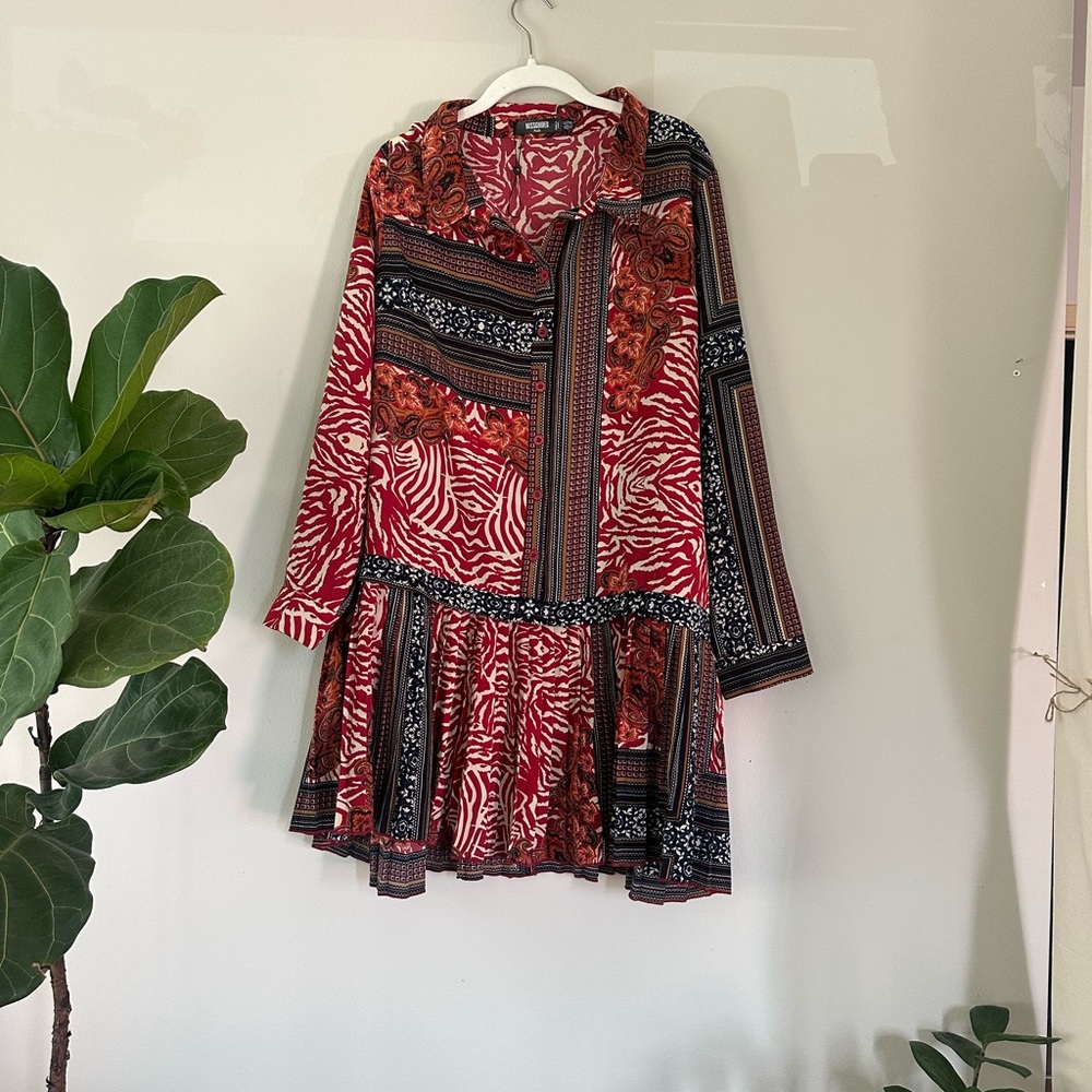 Missguided Patterned Midi Dress